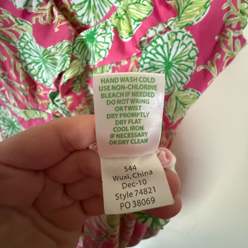 Lilly Pulitzer Floral Pink and Green Ruffle Dress. Women’s extra small. - Picture 3 of 4